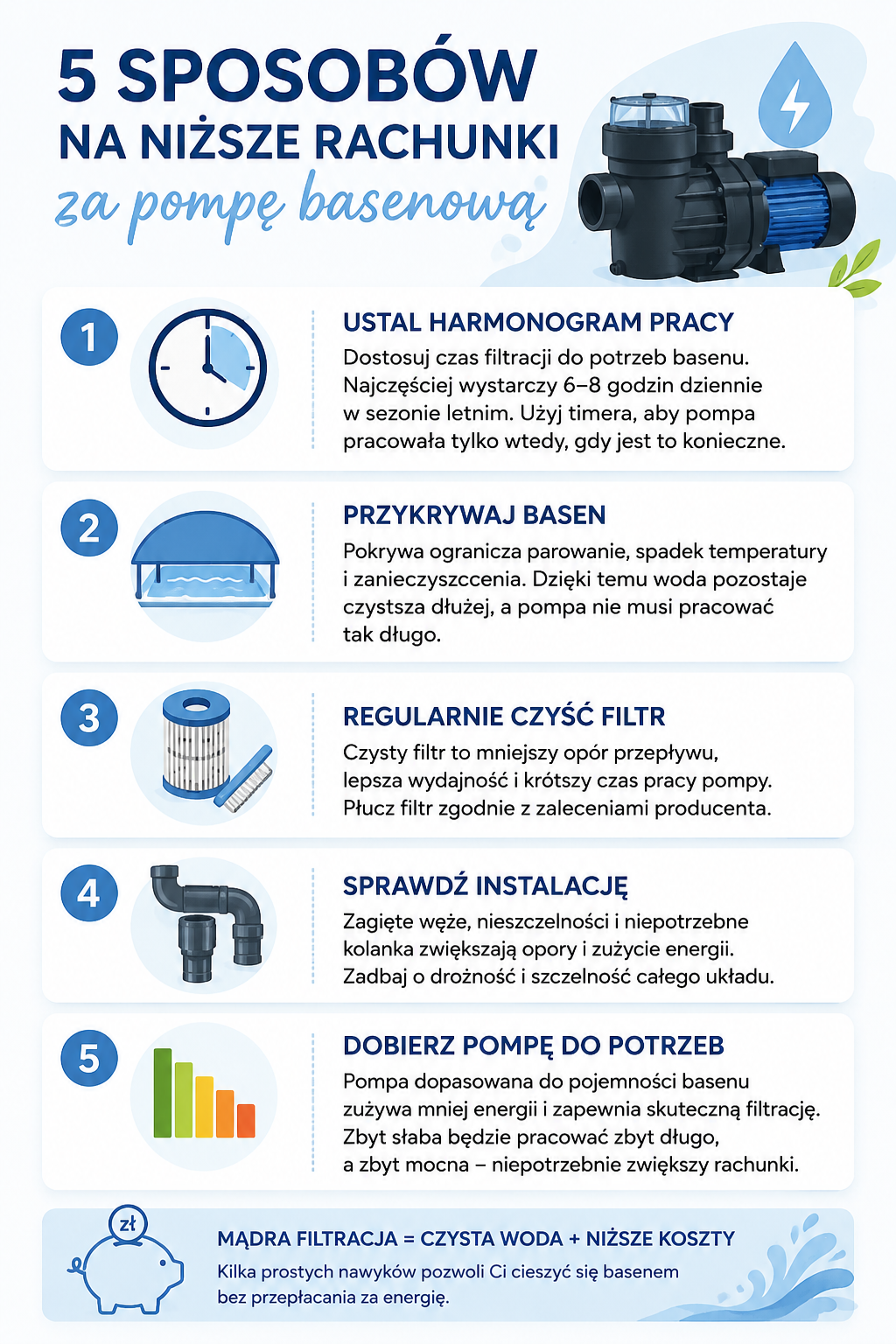 pompy do basenu infografika